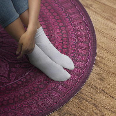 Runder vinyl teppich läufer Dekoratives Mandala mit Blumenmuster im Boho-Stil