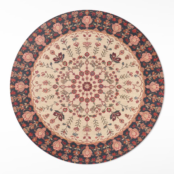 Runder teppich auf pvc Persisches Pflanzenmotiv im Mandala-Stil Vintage
