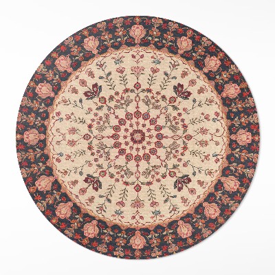 Runder teppich auf pvc Persisches Pflanzenmotiv im Mandala-Stil Vintage