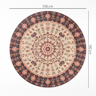 Runder teppich auf pvc Persisches Pflanzenmotiv im Mandala-Stil Vintage