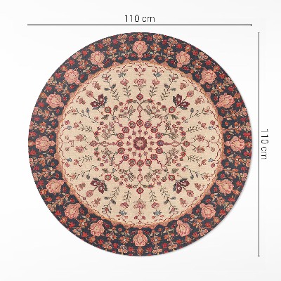 Runder teppich auf pvc Persisches Pflanzenmotiv im Mandala-Stil Vintage