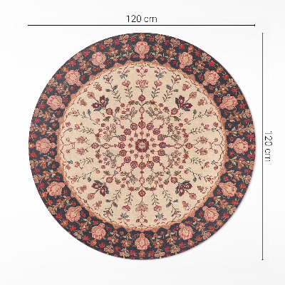 Runder teppich auf pvc Persisches Pflanzenmotiv im Mandala-Stil Vintage