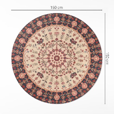 Runder teppich auf pvc Persisches Pflanzenmotiv im Mandala-Stil Vintage