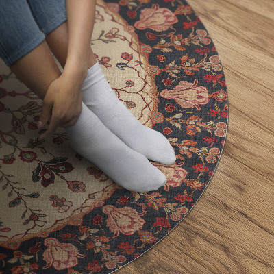 Runder teppich auf pvc Persisches Pflanzenmotiv im Mandala-Stil Vintage