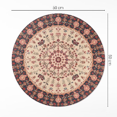 Runder teppich auf pvc Persisches Pflanzenmotiv im Mandala-Stil Vintage