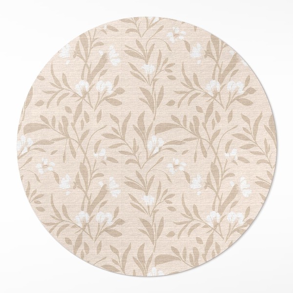 Runder vinyl teppich läufer Zartes Boho-Muster aus zarten Blättern und Blumen