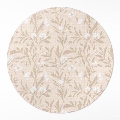 Runder vinyl teppich läufer Zartes Boho-Muster aus zarten Blättern und Blumen