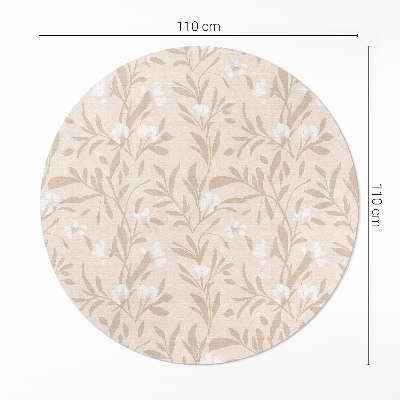 Runder vinyl teppich läufer Zartes Boho-Muster aus zarten Blättern und Blumen