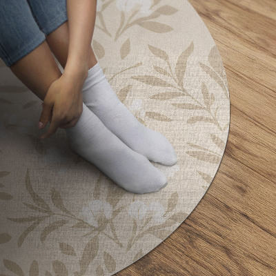 Runder vinyl teppich läufer Zartes Boho-Muster aus zarten Blättern und Blumen