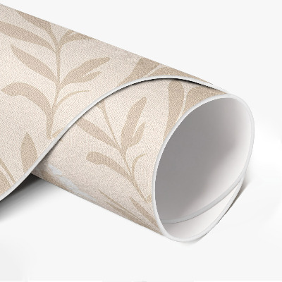 Runder vinyl teppich läufer Zartes Boho-Muster aus zarten Blättern und Blumen