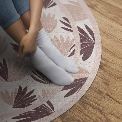 Runder teppich pvc Dekoratives Boho-Muster aus pastellfarbenen Pflanzen und Blumen