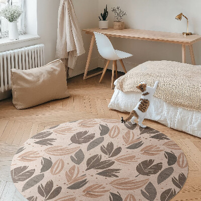 Runder teppich auf pvc Illustration von Boho-Blättern im zarten Stil