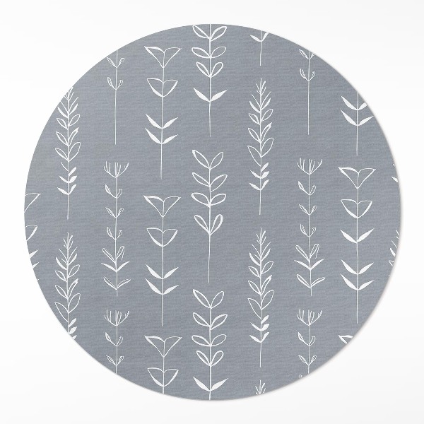 Runder vinyl teppich läufer Feine minimalistische Pflanzen im Boho-Stil