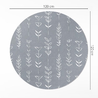 Runder vinyl teppich läufer Feine minimalistische Pflanzen im Boho-Stil