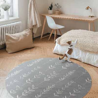 Runder vinyl teppich läufer Feine minimalistische Pflanzen im Boho-Stil