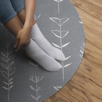 Runder vinyl teppich läufer Feine minimalistische Pflanzen im Boho-Stil