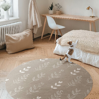 Runder teppich pvc Zarte Blätter und Zweige im Boho-Stil