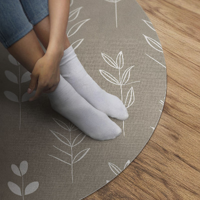 Runder teppich pvc Zarte Blätter und Zweige im Boho-Stil