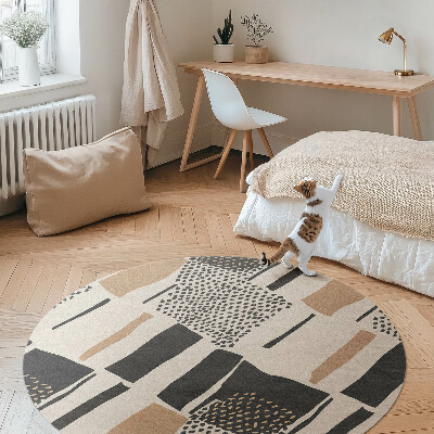 Runder teppich auf pvc Komposition von Flecken im künstlerischen Boho-Stil