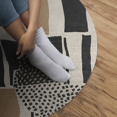 Runder teppich auf pvc Komposition von Flecken im künstlerischen Boho-Stil