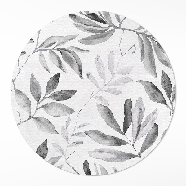 Runder vinyl teppich läufer Aquarell monochromatische zarte Blätter