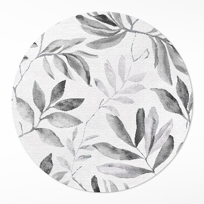 Runder vinyl teppich läufer Aquarell monochromatische zarte Blätter