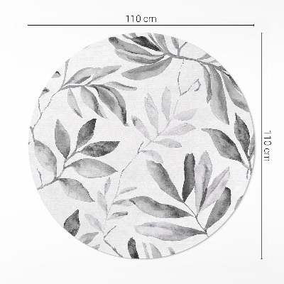 Runder vinyl teppich läufer Aquarell monochromatische zarte Blätter