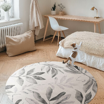 Runder vinyl teppich läufer Aquarell monochromatische zarte Blätter