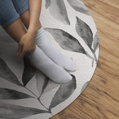 Runder vinyl teppich läufer Aquarell monochromatische zarte Blätter