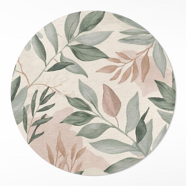 Runder teppich pvc Aquarell feine Zweige und Blätter im Boho-Stil