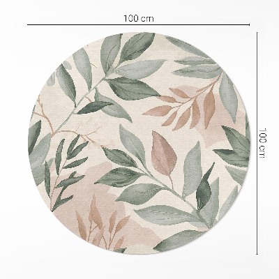 Runder teppich pvc Aquarell feine Zweige und Blätter im Boho-Stil