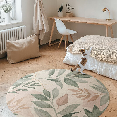 Runder teppich pvc Aquarell feine Zweige und Blätter im Boho-Stil