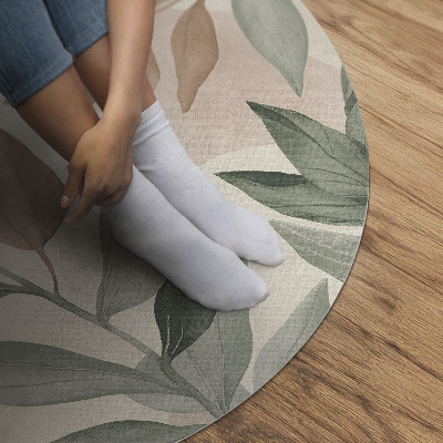 Runder teppich pvc Aquarell feine Zweige und Blätter im Boho-Stil