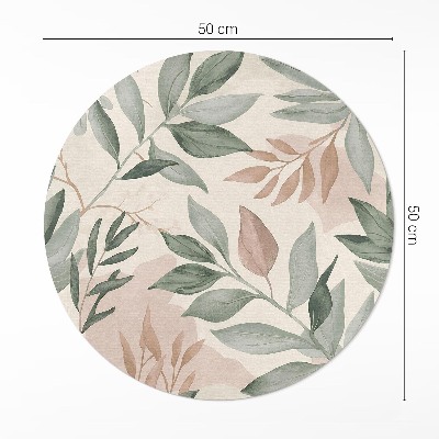 Runder teppich pvc Aquarell feine Zweige und Blätter im Boho-Stil