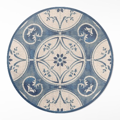 Runder teppich auf pvc Dekorative Fliesen mit Vintage-Ornamenten