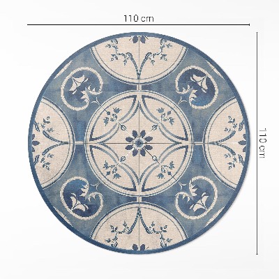 Runder teppich auf pvc Dekorative Fliesen mit Vintage-Ornamenten