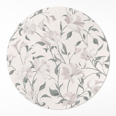 Runder vinyl teppich Zarte schöne Blumen Pflanzen im Boho-Stil