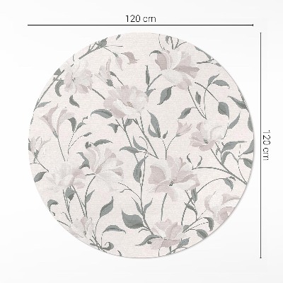 Runder vinyl teppich Zarte schöne Blumen Pflanzen im Boho-Stil
