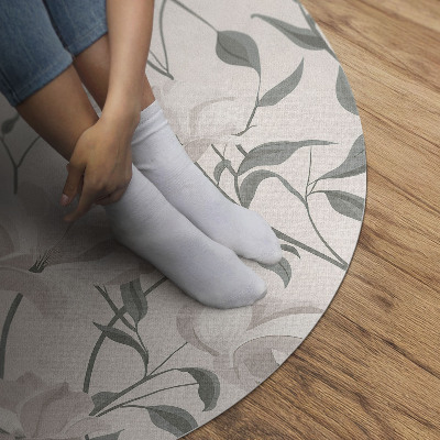 Runder vinyl teppich Zarte schöne Blumen Pflanzen im Boho-Stil