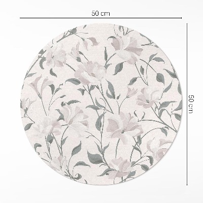 Runder vinyl teppich Zarte schöne Blumen Pflanzen im Boho-Stil