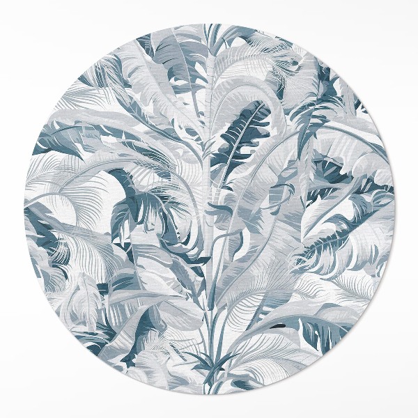 Runder vinyl teppich läufer Elegante Blätter Glamour blaue Pflanzen