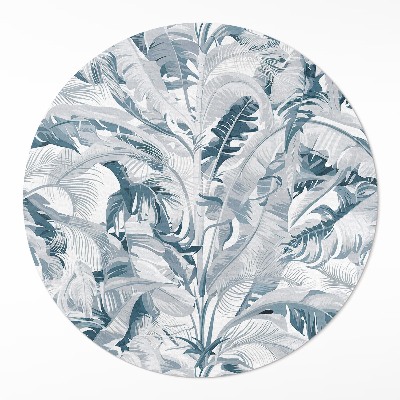 Runder vinyl teppich läufer Elegante Blätter Glamour blaue Pflanzen