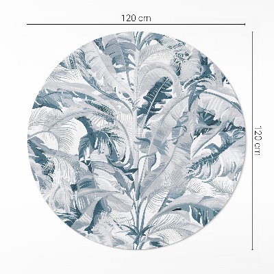 Runder vinyl teppich läufer Elegante Blätter Glamour blaue Pflanzen