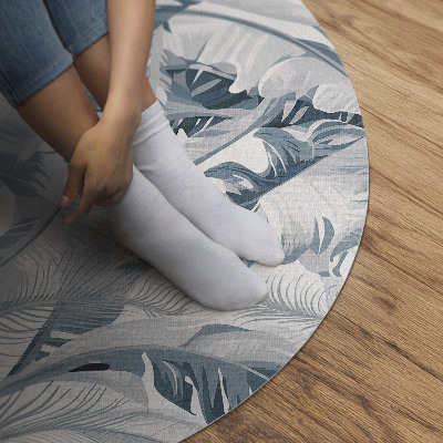 Runder vinyl teppich läufer Elegante Blätter Glamour blaue Pflanzen