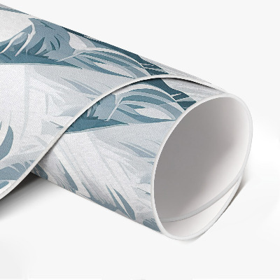 Runder vinyl teppich läufer Elegante Blätter Glamour blaue Pflanzen