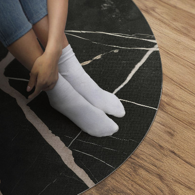 Runder teppich pvc Dunkler Craquelé-Marmor Glamour-Kontrast