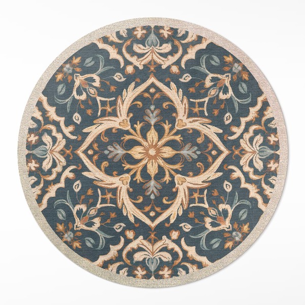 Runder teppich auf pvc Pflanzenornament Vintage