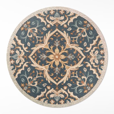 Runder teppich auf pvc Pflanzenornament Vintage