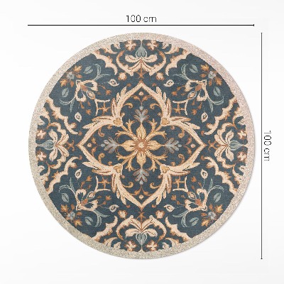 Runder teppich auf pvc Pflanzenornament Vintage