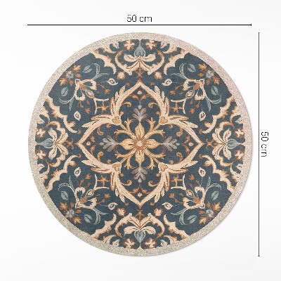 Runder teppich auf pvc Pflanzenornament Vintage